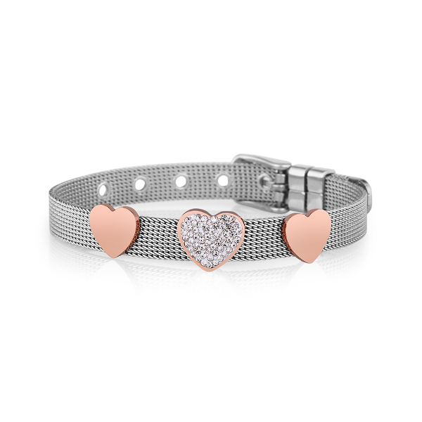 Foto do Produto Pulseira Feminina Freelook FRJ.3.3006-2 de aço inoxidável - Prata e Rosa Ouro