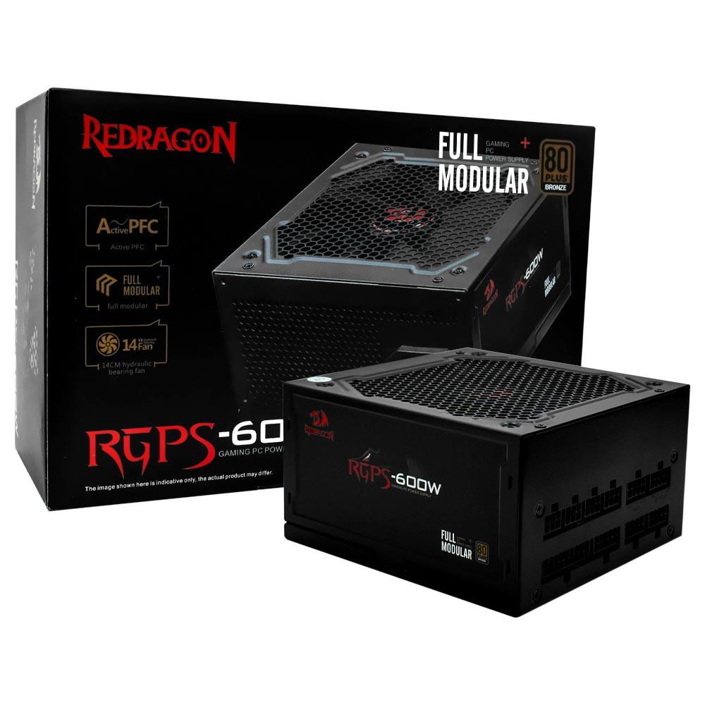 Foto do Produto Fonte de Alimentacao Redragon GC-PS003 600W ATX / Modular / 80 Plus Bronze