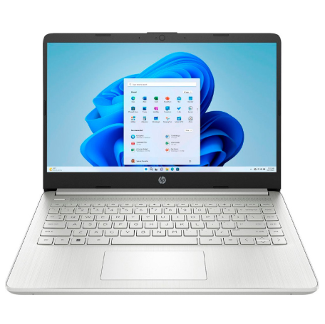 Foto do Produto Notebook HP 14-DQ6011DX, Intel N150 3.60GHZ, 4GB RAM, 128GB UFS, Tela 14" HD, Windows 11 Home in S mode, Inglês, Natural Prata