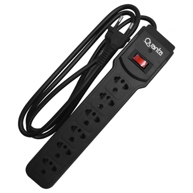 Foto do Produto FILTRO DE LINHA QUANTA QTF01 6 TOMADAS PRETO