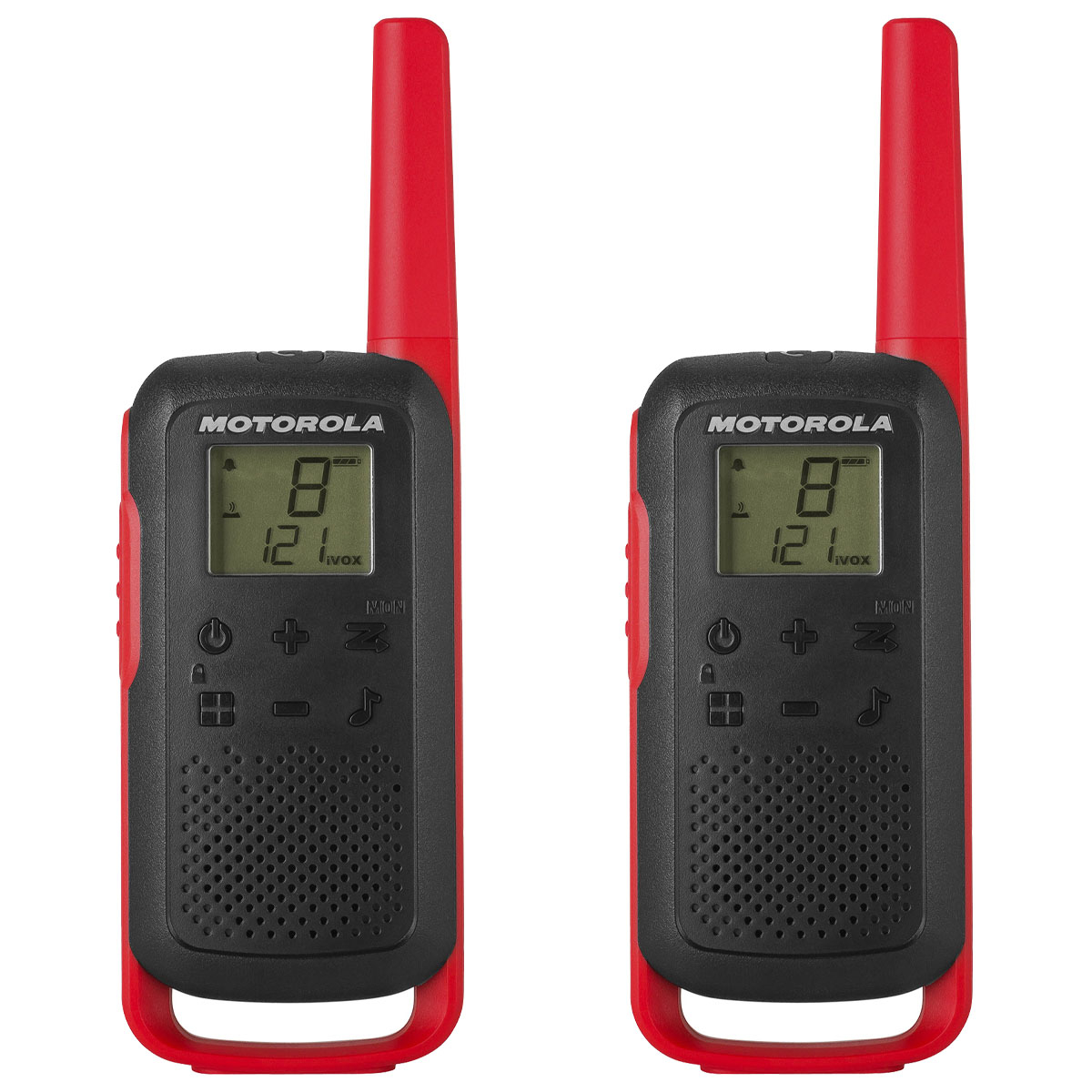 Foto do Produto Walkie Talkie Motorola T210 - 32 KM - 22 Canais - Preto e Vermelho
