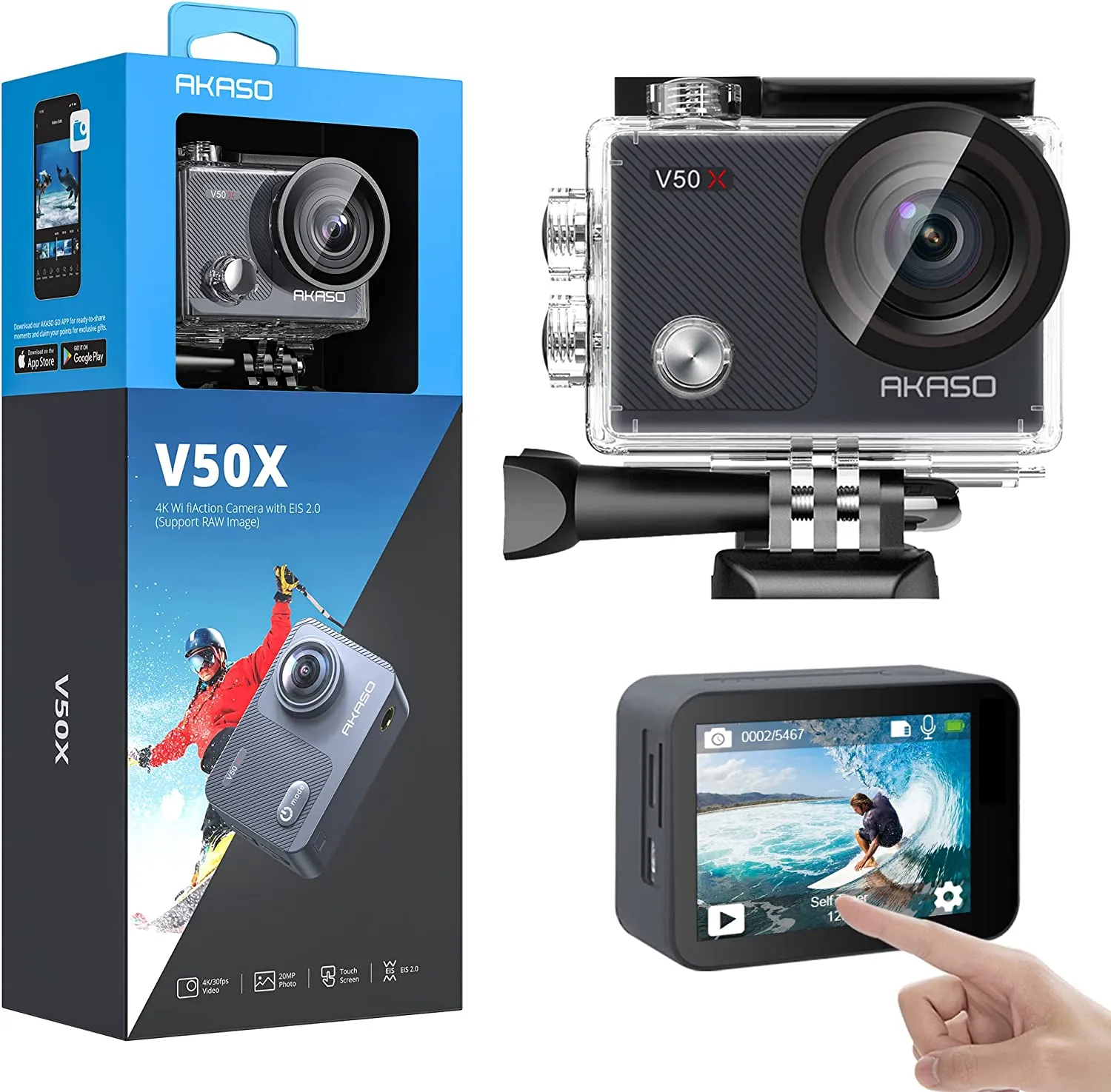 Foto do Produto AKASO CAMARA BRAVE V50 X LET LIFE RUN GREY