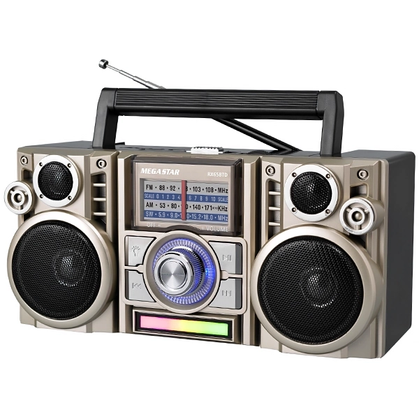 Foto do Produto Rádio Portátil MegaStar RX65BTD com SD/USB/Bluetooth - Preto/Dourado