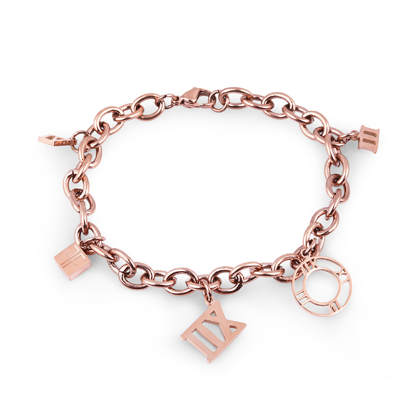 Foto do Produto Pulseira Feminina Freelook FRJ.3.3012-4 de aço inoxidável - Rosa Ouro