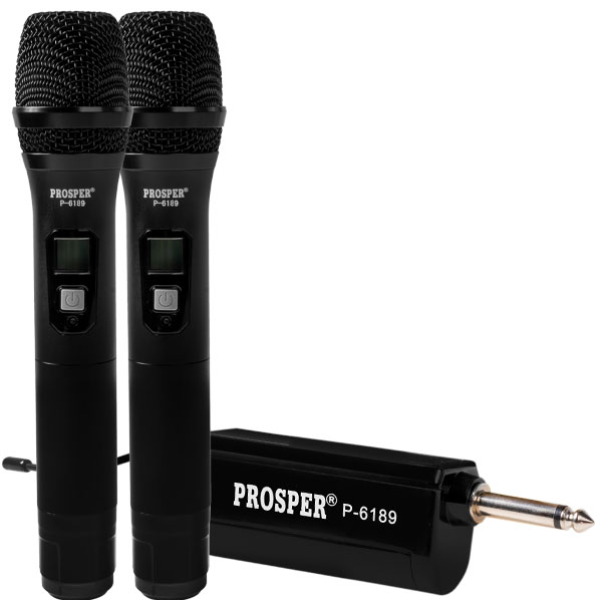 Foto do Produto Microfone Prosper P-6188 Com Fio 2 Em 1 / Unidirecional / UHF - Preto