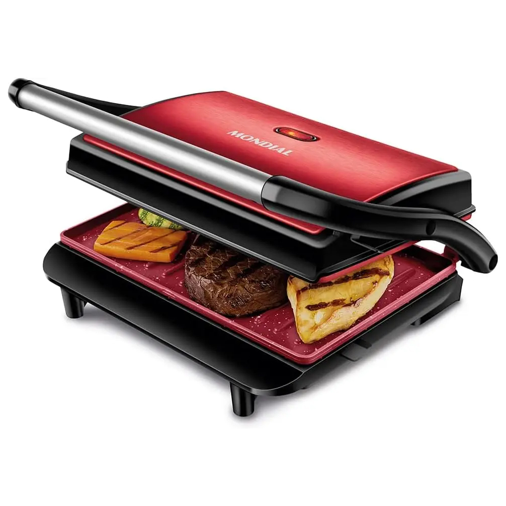 Foto do Produto Grill Mondial Master Press PG-01-RC - 1000W - Sanduicheira - 220V 50/60Hz - Vermelho