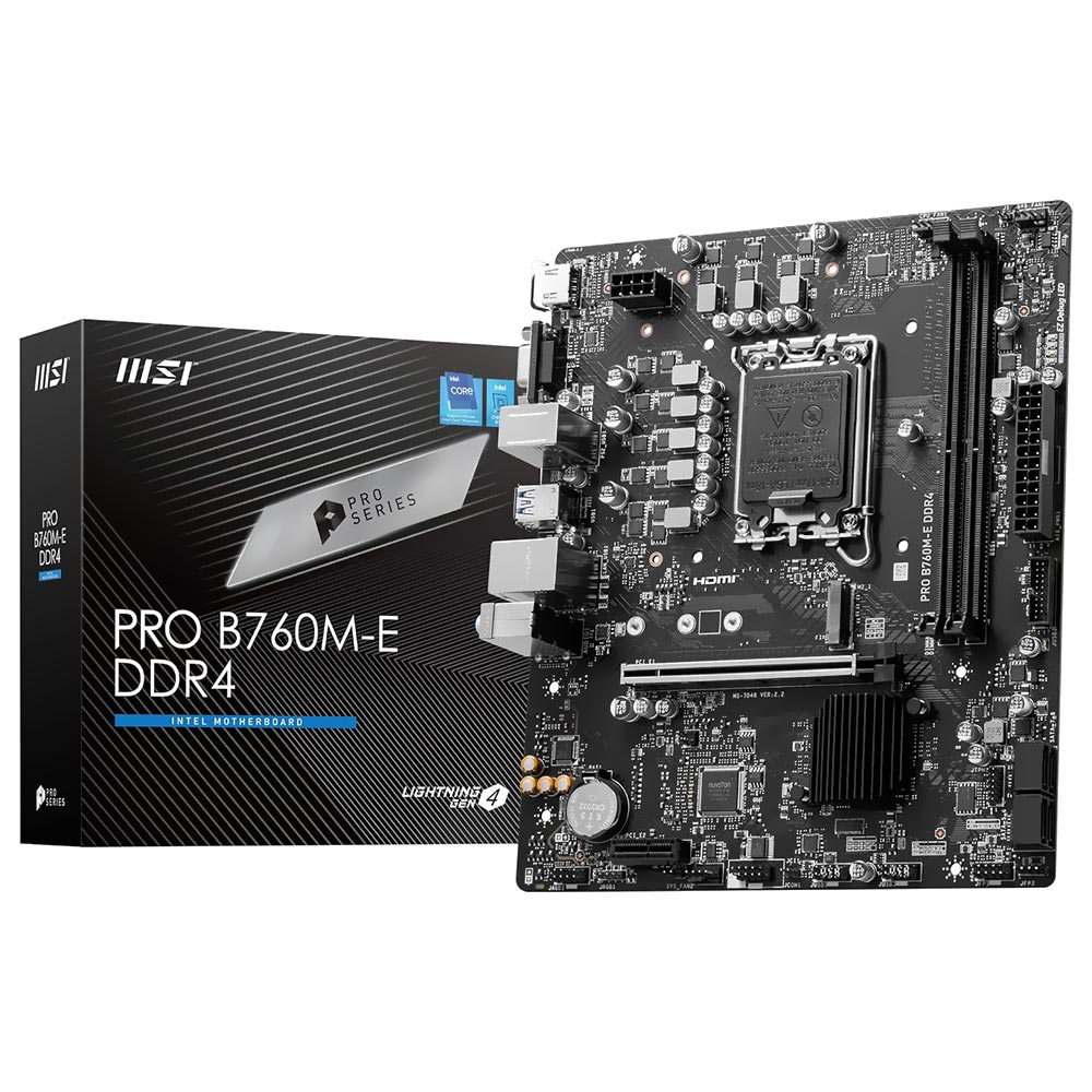 Foto do Produto Placa Mae MSI Pro B760M-E DDR4 Socket LGA 1700 / DDR4