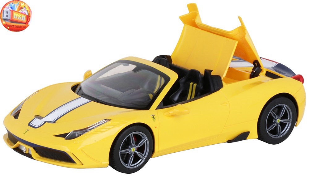 Foto do Produto Ferrari 458 Amarelo Escala 1/14 R/C Rastar - 74560 (USB Charger)