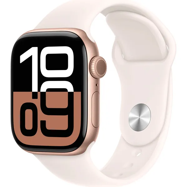 Foto do Produto Apple Watch Series 10 42 mm/S/M MWWH3LW A2997 GPS - Rose Gold Aluminum/Light Blush Sport