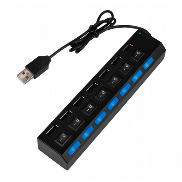 Foto do Produto HUB USB SATE A-HUB16 7 PORTAS 2.0 PRETO C/POWER