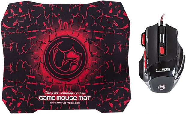 Foto do Produto MOUSE +MOUSEPAD MARVO M315+G1 GAMING BLACK/RED