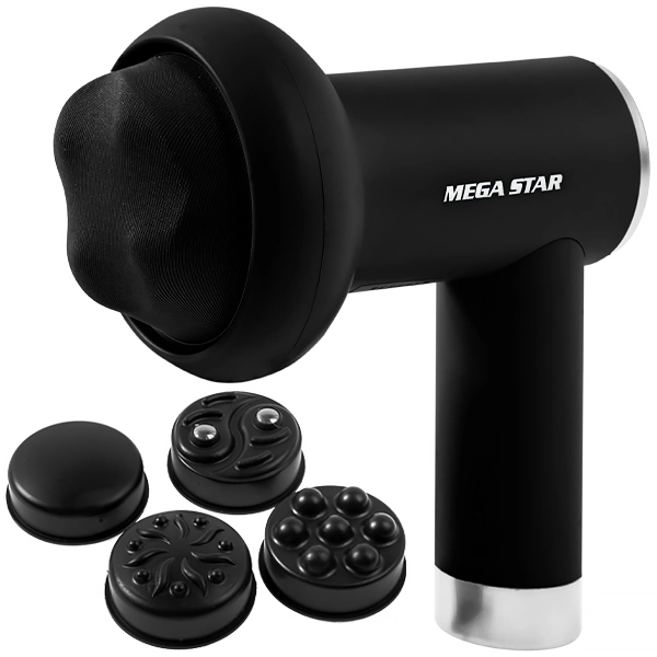 Foto do Produto Massageador Muscular MegaStar FMA4N com 5 Cabeças Recarregável - Preto