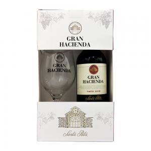 Foto do Produto Vinho Chileno Gran Hacienda Tinto Kit 1 Garrafa 750Ml + 1 Taça Personalizada