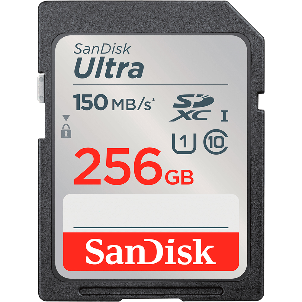 Foto do Produto Cartão de Memória SanDisk Ultra SDHC 256GB 150 MB/s Classe 10 - SDSDUNC-256G-GN6IN