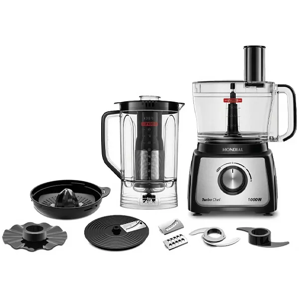 Foto do Produto Multiprocessador Mondial Turbo Chef MPN-01-BF 9 em 1 + Liquidificador + Espremedor 220V ~ 50/60 Hz - Preto/Prata