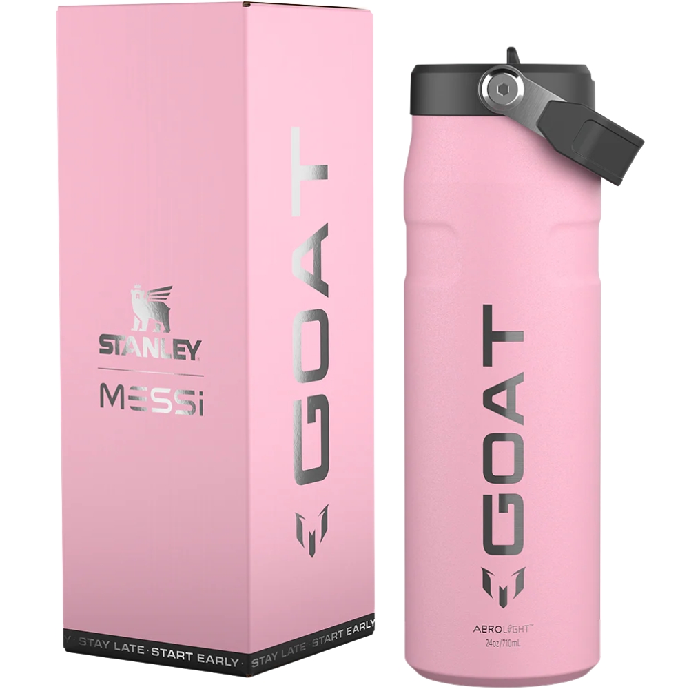 Foto do Produto Garrafa Térmica Stanley × Messi Goat The Aerolight IceFlow Bottle Flip Straw 2.0 710mL - Pink