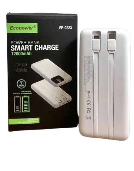 Foto do Produto ECOPOWER CARGADOR PORTATIL EP-C823 12000MAH BLANCO