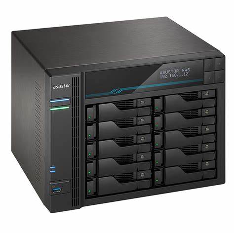 Foto do Produto SERVIDOR NAS ASUSTOR AS6510T QC2.1/10BAY/8GB/2 M.2/4-GBLAN/2USB3.2
