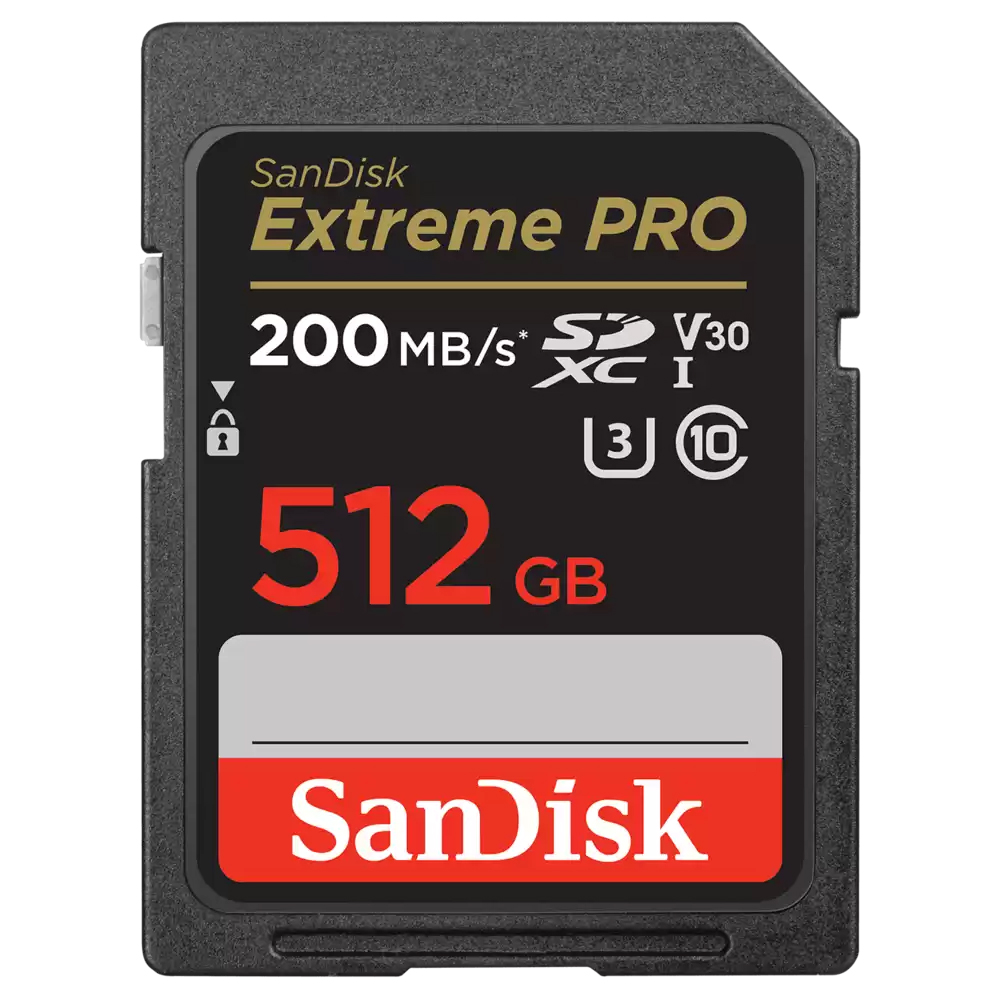 Foto do Produto Cartão SD 512GB SanDisk Extreme Pro SDXC SDSDXXD-512G-GN4IN UHS-I / 200MB/s / V30 / C10 - Black