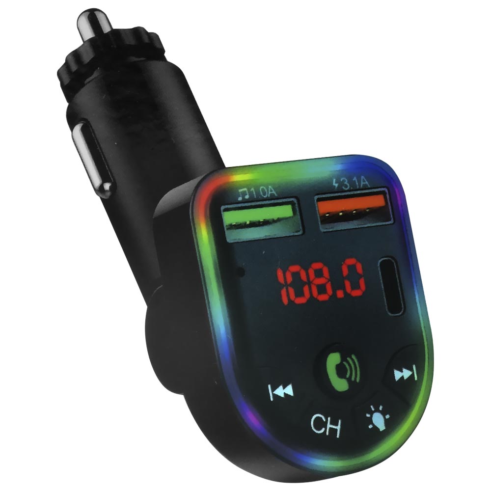 Foto do Produto Transmissor Digital para Carro Satellite A-MP45 LED / Bluetooth / FM / MP3 / USB / USB-C - Preto