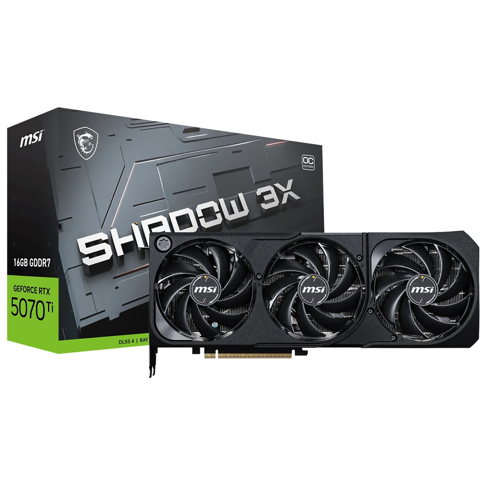 Foto do Produto Placa de Video MSI Shadow 3X OC 16GB GeForce RTX5070TI GDDR7 - 912-V531-097