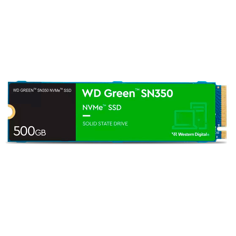 Foto do Produto SSD M.2 Western Digital SN350 500GB NVMe PCIe 3.0 x 4 - Verde WDS500G2G0C