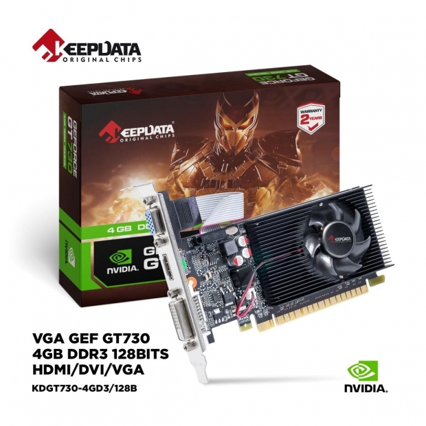 Foto do Produto Placa de Video Keepdata 4GB Nvidia GeForce GT730 GDDR3 KDGT730-4GD3 128Bits 700Mhz HDMI, DVI, VGA(D-Sub)