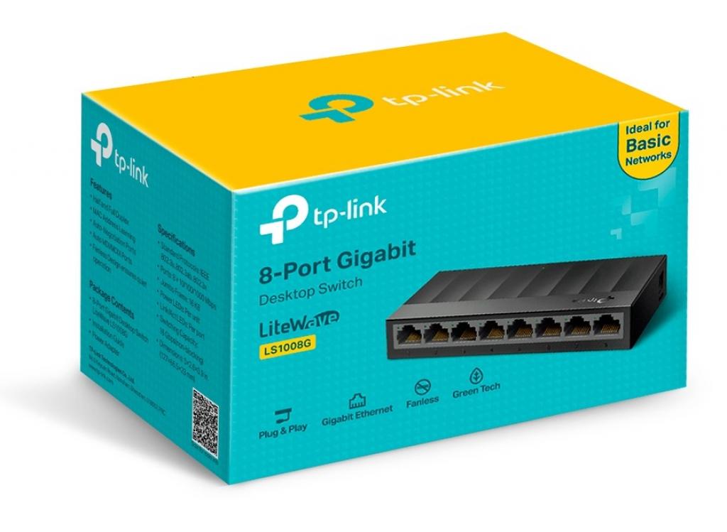 Foto do Produto Hub 8 Portas Tp-Link LS1008G 10/100/1000 Plastic