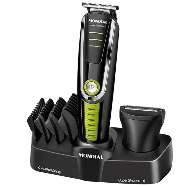 Foto do Produto Aparador de Pelos Mondial SuperGroom-6 BG-04 Recarregável - Preto/Verde