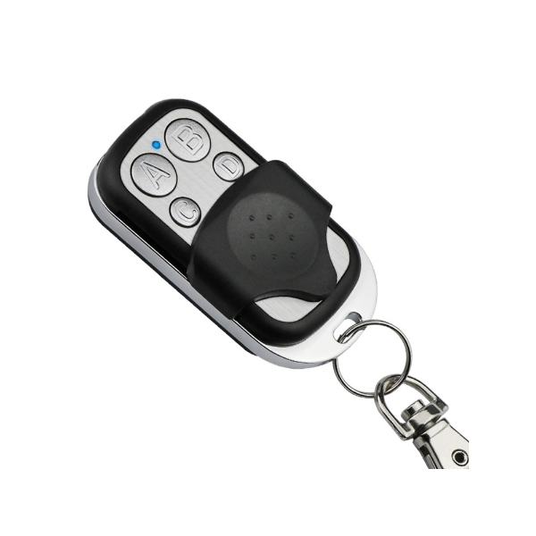 Foto do Produto Controle Remoto Com 4 Botões (A/B/C/D) RF433MHz Codigo fixo De Longo Alcance para Automação, portão e módulo relé - Prata/Preto