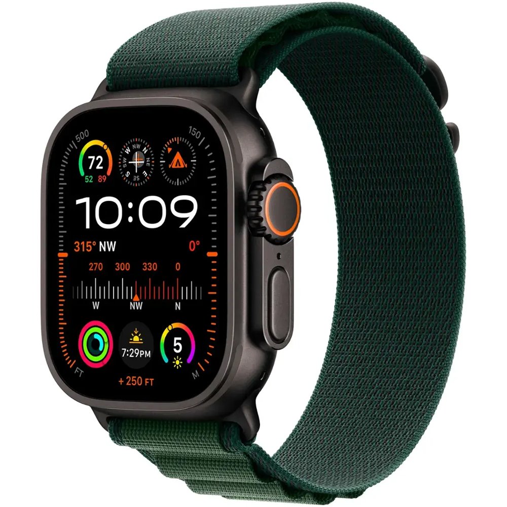 Foto do Produto Apple Watch Ultra 2 49 MM GPS + Celular MX4Q3LW/A - Black Titanium/Dark Green Alpine Loop