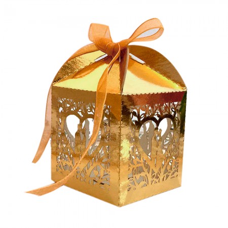 Foto do Produto Caixas de Lembrancinhas para Festa Novios com Coracao T11 Dourado 25pcs