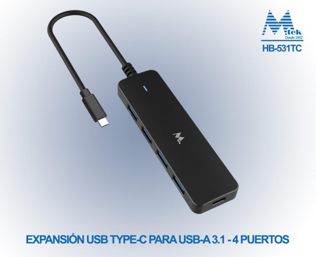 Foto do Produto HUB USB MTEK HB-531TC 4 PORTAS 3.1 TYPE C/USB