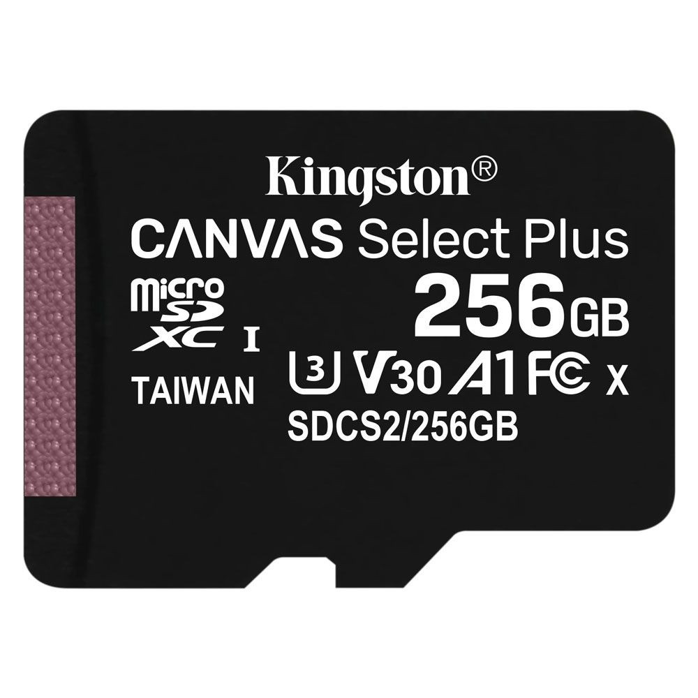 Foto do Produto Cartão de Memória Micro SD Kingston Canvas Select Plus Micro SDXC 256GB 100 MB/s - SDCS2/256GB