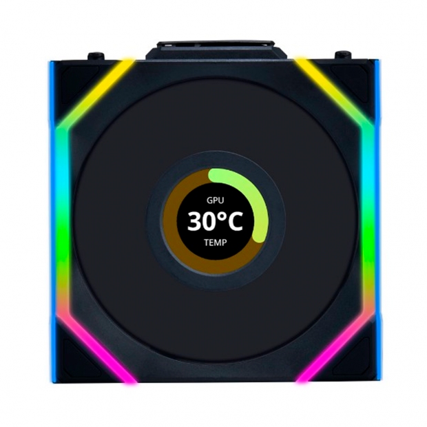Foto do Produto Cooler Fan de Gabinete Kit com 3 Lian Li Uni Fan Wireless 120 LCD 12SLLCD1W3B, PWM 4-pinos, 120mm, com L-WIRELESS CONTROLLER, Preto