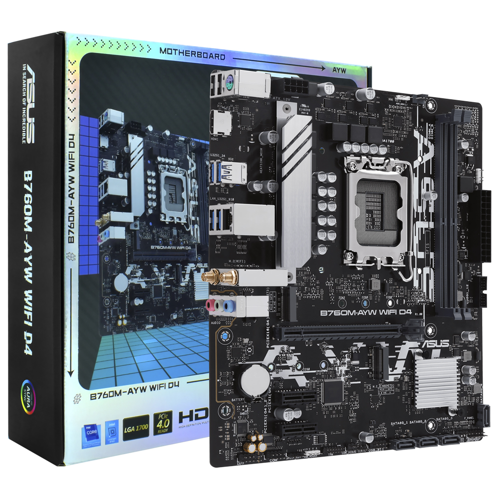 Foto do Produto Placa Mae ASUS B760M-AYW Wi-Fi D4 Socket LGA 1700 / DDR4