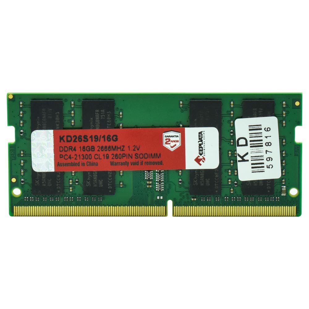 Foto do Produto Memoria RAM para Notebook Keepdata DDR4 16GB 2666MHz - KD26S19/16G