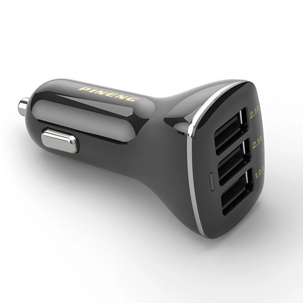 Foto do Produto Pineng Carregador Para Carro USB PN523 3 Saídas Preto