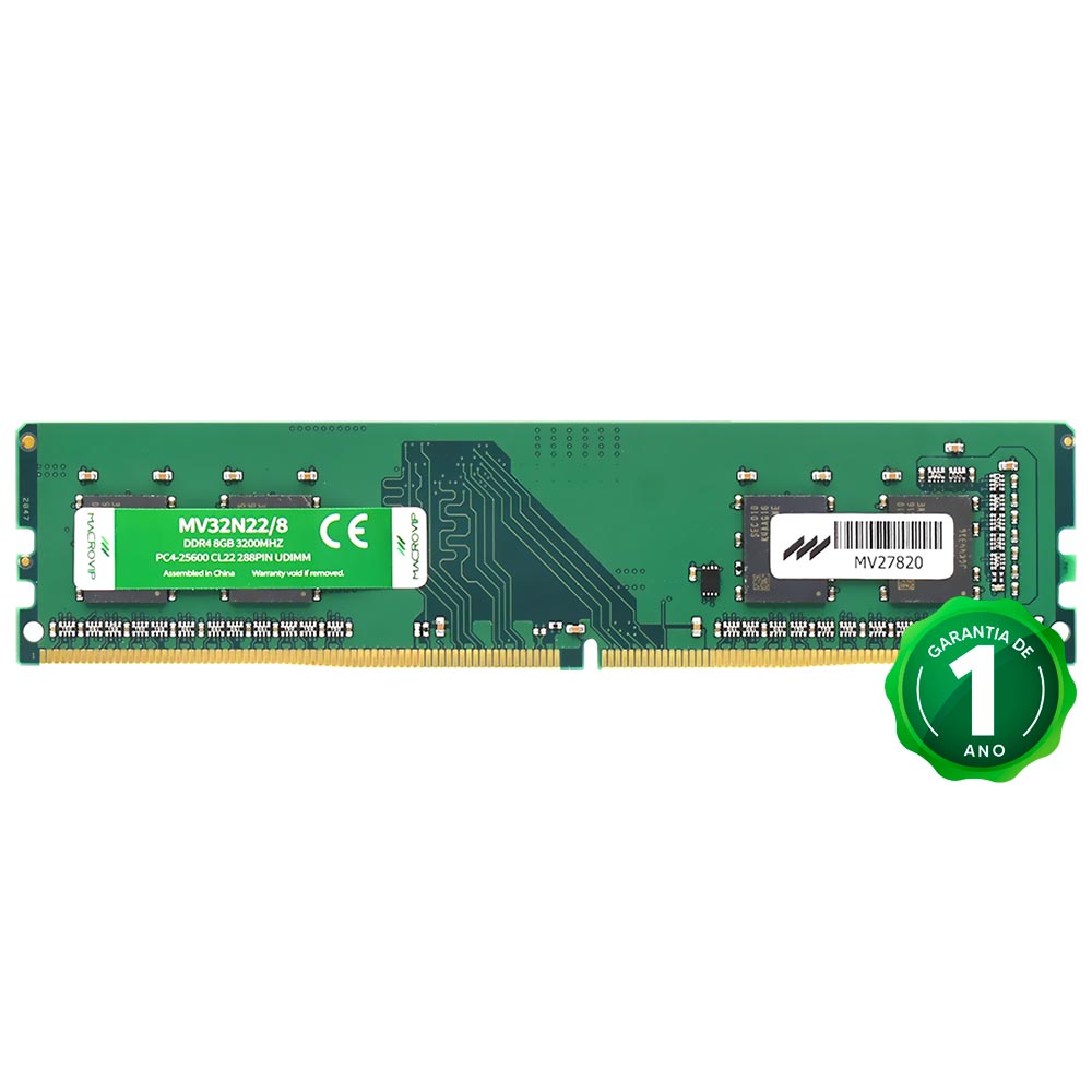 Foto do Produto Memoria RAM Macrovip DDR4 8GB 3200MHz - MV32N22/8