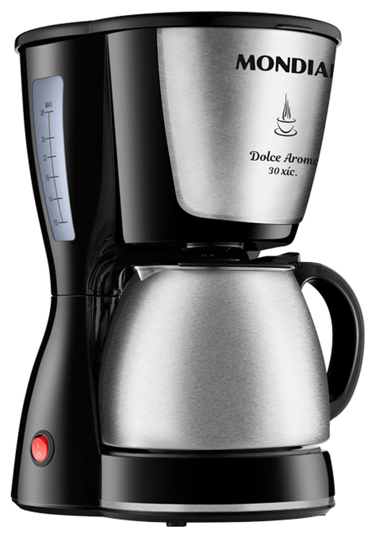 Foto do Produto Cafeteira Elétrica Mondial C-37 JI-30X Dolce Arome INOX - 800W - Até 30 Xícaras - 220V 50/60Hz - Preto