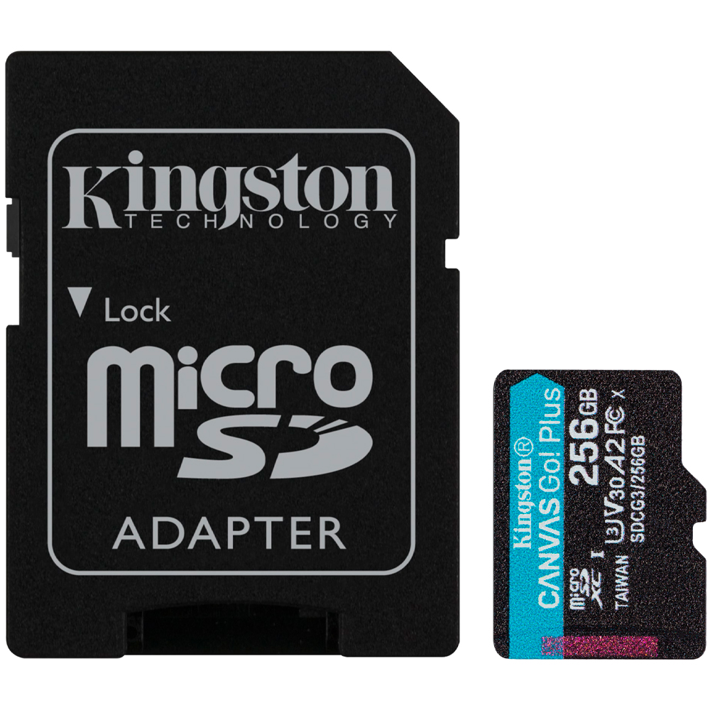 Foto do Produto Cartão de Memória Micro SDCG4/SDXC Kingston Canvas Go Plus SDXC 256GB 200MB/s Classe 10 - SDCG4/SDXC