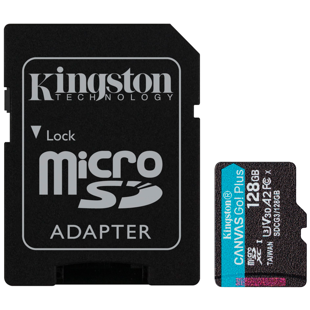 Foto do Produto Cartão de Memória Micro SDCG4/SDXC Kingston Canvas Go Plus SDXC 128GB 200 MB/s Classe 10 - SDCG4/SDXC
