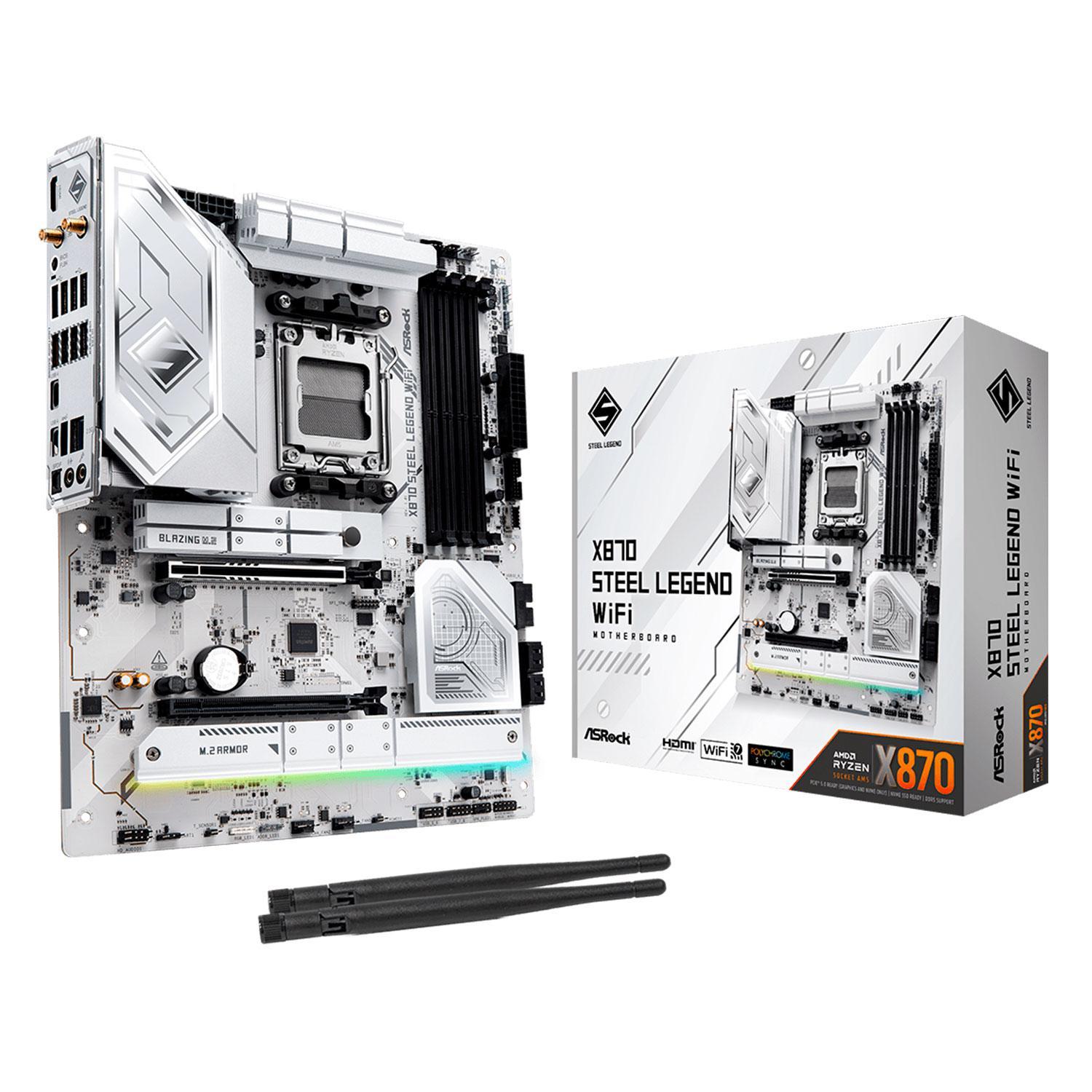 Foto do Produto Placa Mãe Asrock X870 Steel Legend Wi-Fi AMD Soquete AM5