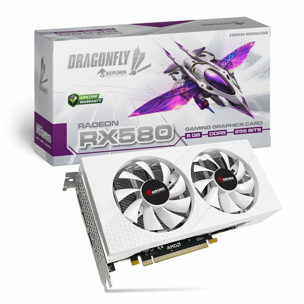 Foto do Produto Placa de Video 8GB EXP. RX580 Keepdata Dragonfly Gaming Branco KDRX580-8GD5W/256B