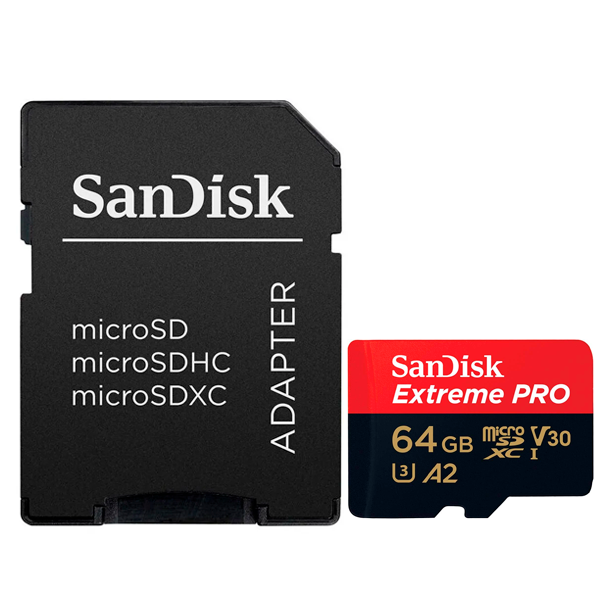 Foto do Produto CARTAO MICROSD 64GB SANDISK EXTREME PRO U3 200MBS SDSQXCU-064G-GN