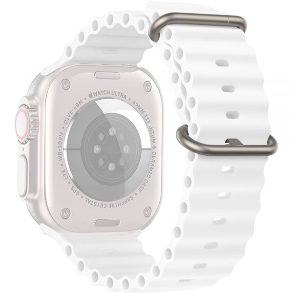 Foto do Produto Pulseira para Smartwatch Apple Correia De Silicone de 42/44/45/49 MM 4LIFE Ocean - Branco