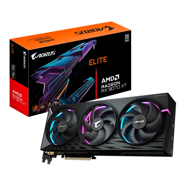 Foto do Produto VGA RX9070XT 16GB GIGABYTE AORUS ELITE RADEON RGB GV-R9070XTAORUS E-16GD/3FAN