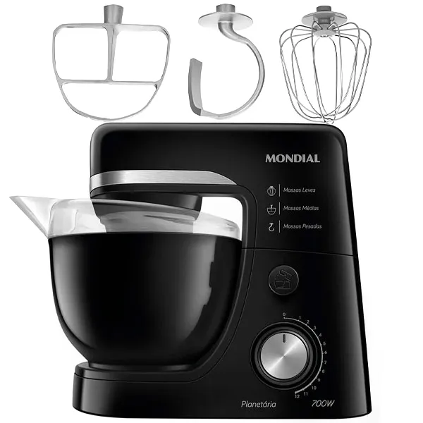 Foto do Produto Batedeira Mondial BP-03-B 12 Velocidades 700 watts 220V ~ 50/60 Hz - Preta