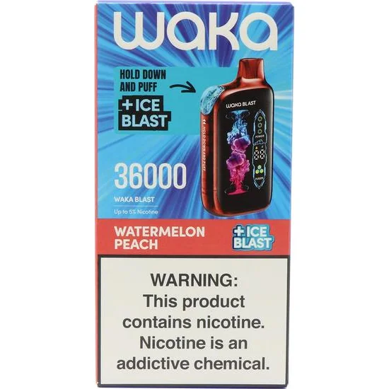 Foto do Produto Vaper Descartável Waka Blast Watermelon Peach 36000 Puffs