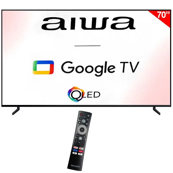 Foto do Produto Smart TV QLED 70" Aiwa AW70B4QFG 4K Ultra HD Google TV Wi-Fi/Bluetooth com Conversor Digital